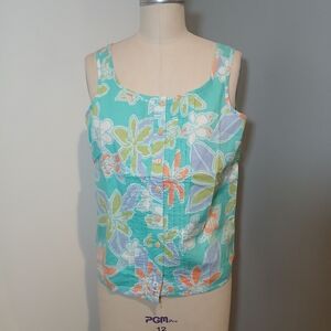 NWT Totem by the Sea Hawaiian-style Button-Down Cotton Tank Top  Size XL